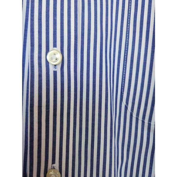 Hathaway 16-34 Men's blended pinpoint oxford USA made blue white striped button - Picture 4 of 5